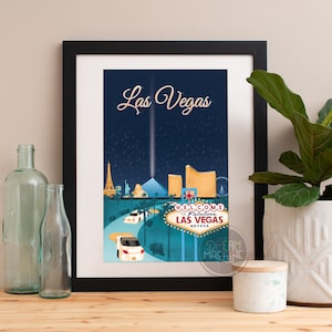 Impression de Las Vegas, horizon de Las Vegas, art de Las Vegas, affiche de Las Vegas, aquarelle de Las Vegas, art de Las Vegas, carte de Las Vegas, art mural de Las Vegas