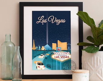 Las Vegas Print, Las Vegas Skyline, Las Vegas Art, Las Vegas Poster, Las Vegas Aquarelle, Las Vegas Art, Las Vegas Map, Las Vegas Wall Art