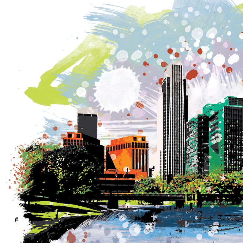 Omaha Print Omaha Skyline Omaha Art Omaha Poster Omaha Etsy