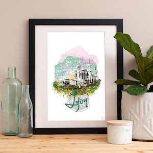 Lyon Print, Lyon Skyline, Lyon Art, Lyon Poster, Lyon Watercolor, Lyon Art Print, Lyon Map, Lyon Wall Art, Lyon France Art, France Wall Art