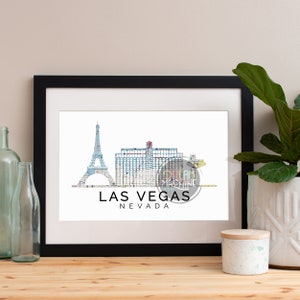 Las Vegas Print, Las Vegas Skyline, Las Vegas Art, Las Vegas Poster, Las Vegas Aquarelle, Las Vegas Art Print, Las Vegas Map, Las Vegas