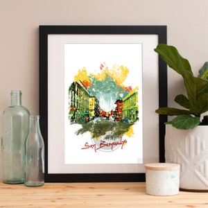 San Bernardino Watercolor Art Print: City Skyline Poster