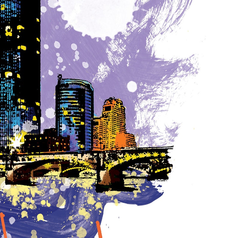 Grand Rapids Print Grand Rapids Skyline Grand Rapids Art Etsy