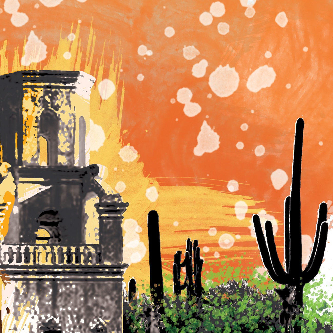 Tucson Print, Tucson Skyline, Tucson Art, Tucson Poster, Tucson