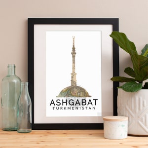Ashgabat Print, Ashgabat Skyline, Ashgabat Art, Ashgabat Poster, Ashgabat Watercolor, Ashgabat Art Print, Ashgabat Map, Ashgabat Wall Art