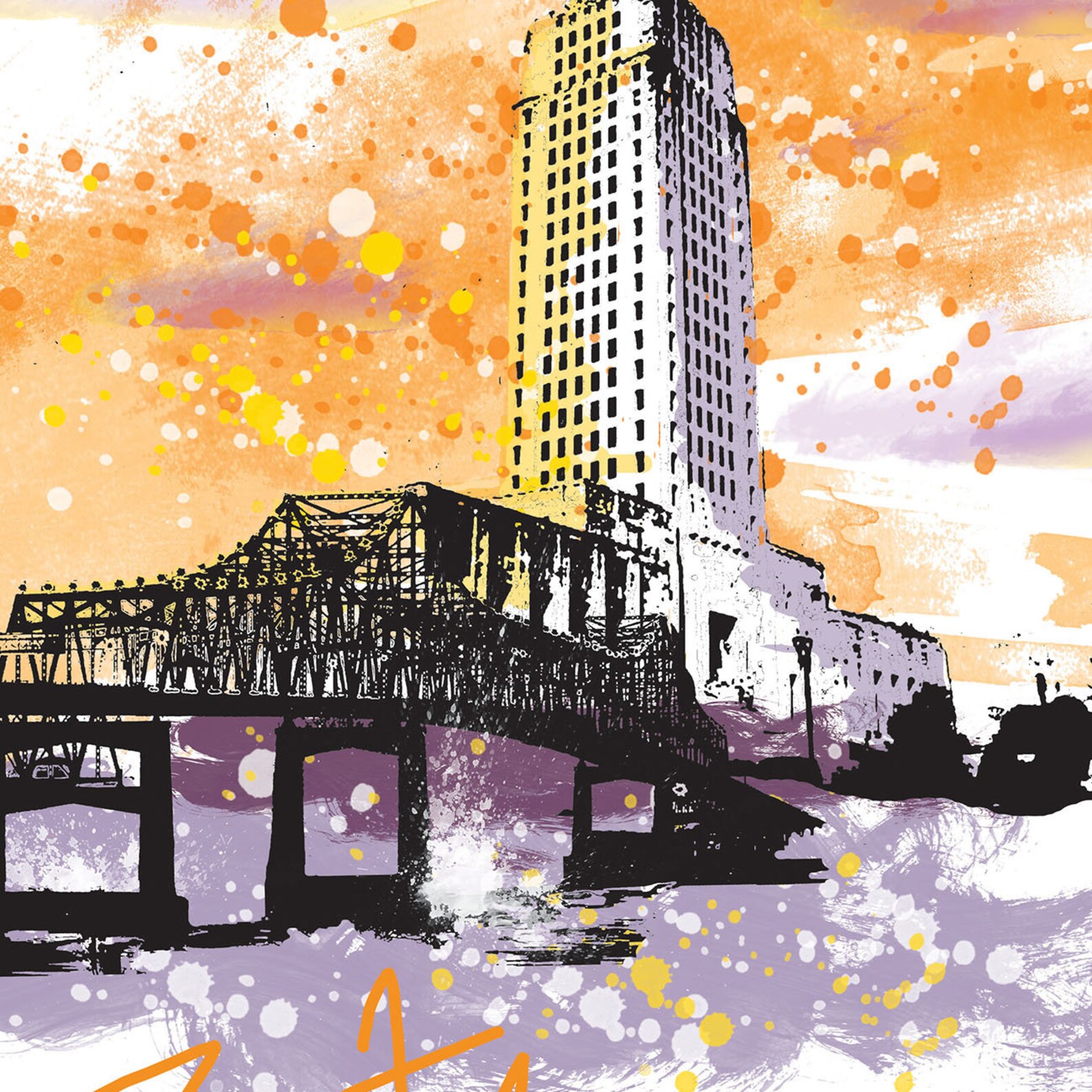 Baton Rouge Print Baton Rouge Skyline Baton Rouge Art Baton Etsy