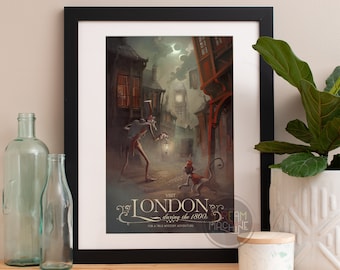Lámina artística del Londres victoriano: Big Ben, póster de viaje