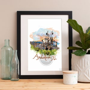Apalachicola Print, Apalachicola Skyline, Apalachicola Art, Apalachicola Poster, Apalachicola Watercolor, Apalachicola Art Print, 30A