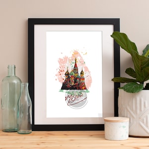 Moscow Print, Moscow Skyline, Moscow Art, Moscow Poster, Moscow Watercolor, Moscow Art Print, Moscow Map, Moscow Wall Art, Moscow Russia