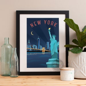 New York City Skyline Art Print: Modern Archival Paper Poster