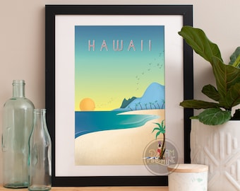Hawaii Beach Print: Vintage Travel Poster Art