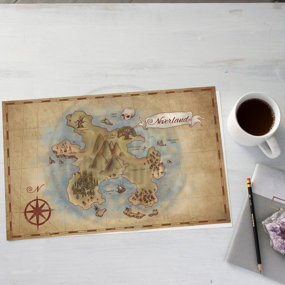Neverland Map Peter Pan Baby Shower Nursery Decor Mothers Etsy