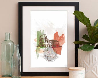 Rome Print, Rome Skyline, Rome Art, Rome Poster, Rome Watercolor, Rome Art, Rome Map, Rome Wall Art, Italy Art