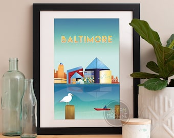 Baltimore Print, Baltimore Skyline, Baltimore Art, Baltimore Poster, Baltimore Watercolor, Baltimore Art, Baltimore Map, Baltimore Wall Art