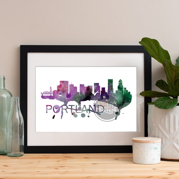 Portland Watercolor Skyline, Portland Skyline, Portland Art, Portland Poster, Portland Print, Portland Art, Portland Map, Portland Wall Art