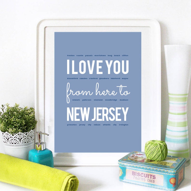 I love you from here to New Jersey, New Jersey Print, New Jersey Skyline, New Jersey Art, New Jersey Poster, New Jersey Watercolor image 3