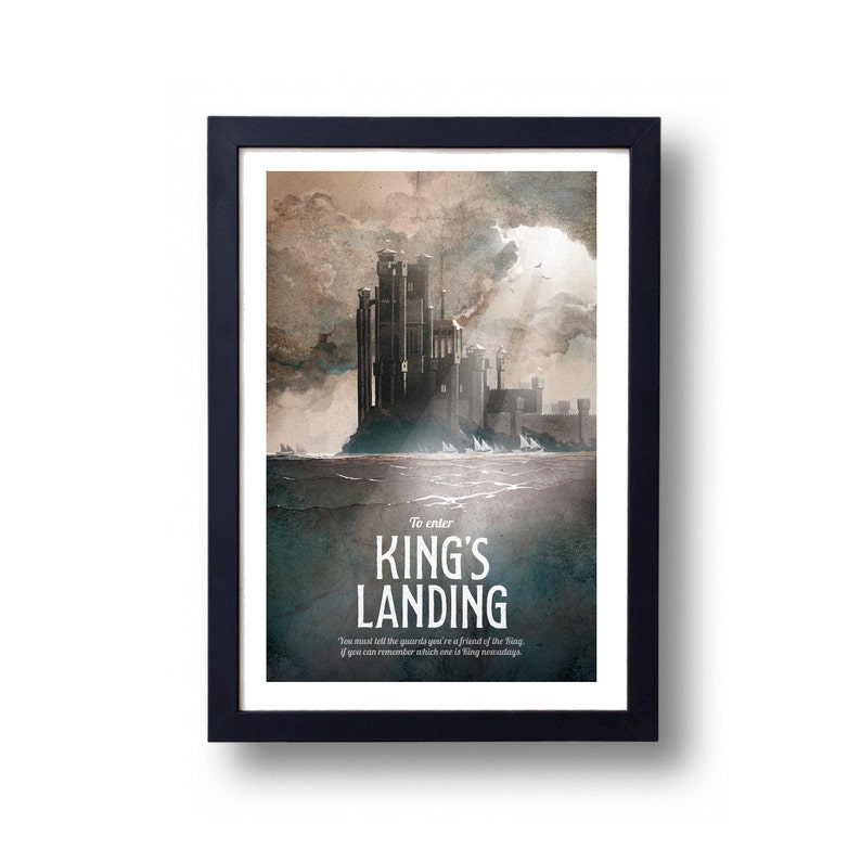 Game of Thrones Poster, Game of Thrones Gift, Game of Thrones Art, House Stark Art, Kings Landing Art, Kings Landing, Game of Thrones Map image 2