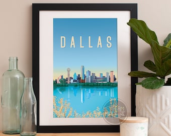 Dallas Print, Dallas Skyline, Dallas Art, Dallas Poster, Dallas Aquarelle, Dallas Art, Dallas Map, Dallas Wall Art, Texas Art