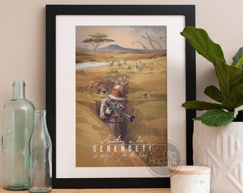 Serengeti, Africa Poster, Africa Art, Safari Art, Nursery Art, Safari Nursery, Safari Wall Art, South Africa Art, Lion Art, Giraffe Art