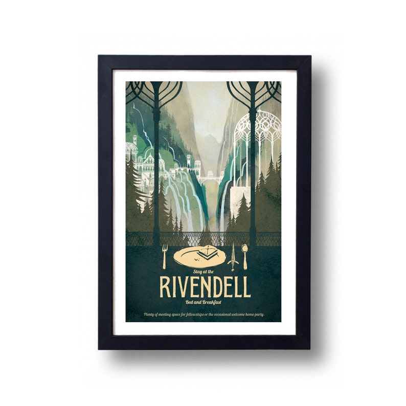Lord of the Rings Poster Rivendell Bed and Breakfast Travel Poster, Lord of the Rings, LOTR, Rivendell, Lord of the Rings Art, Travel Poster image 2