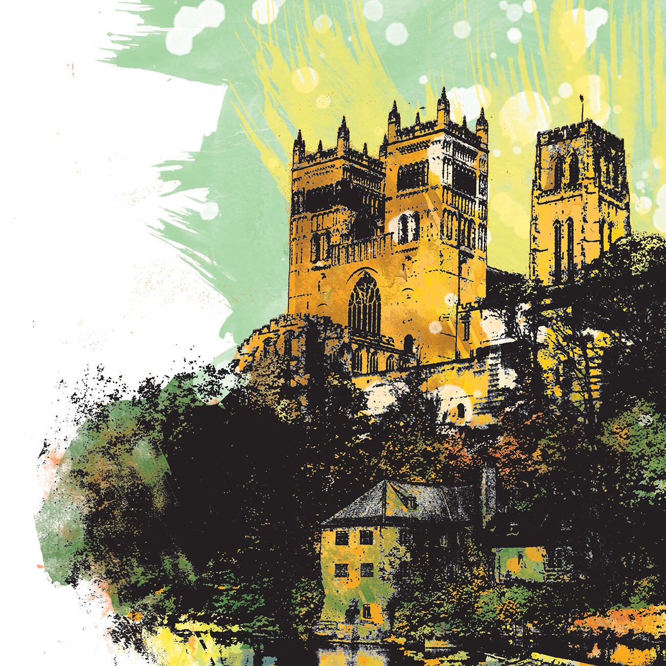 Durham Print, Durham Skyline, Durham Art, Durham Poster, Durham