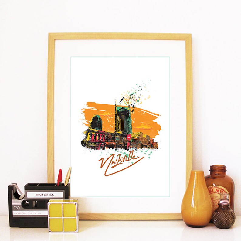 Nashville Watercolor Nashville Art Print Nashville Map Nashville Skyline Nashville Art Nashville Print Nashville Poster Nashville Art
