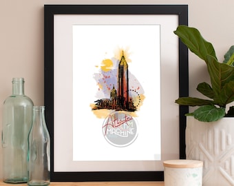 Atlanta Skyline Watercolor Art Print: Georgia Wall Art