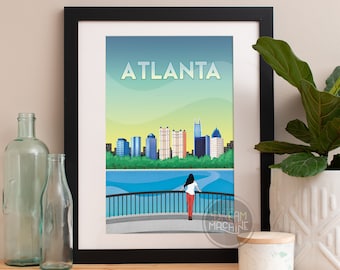 Atlanta Skyline Watercolor Art Print: Georgia Wall Art
