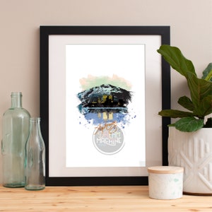 Anchorage Skyline Watercolor Art Print: Alaska Map Poster