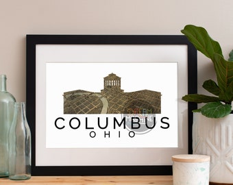 Columbus Print, Columbus Skyline, Columbus Art, Columbus Poster, Columbus Watercolor, Columbus Art Print, Columbus Map, Columbus Wall Art