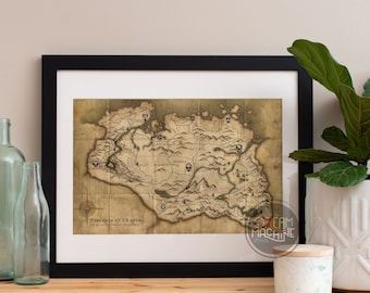 Skyrim Map, Skyrim Poster, Skyrim Art, Skyrim Print, Skyrim Art Print, Elder Scrolls, Skyrim Elder Scrolls, Dragonborn, Skyrim Map Print