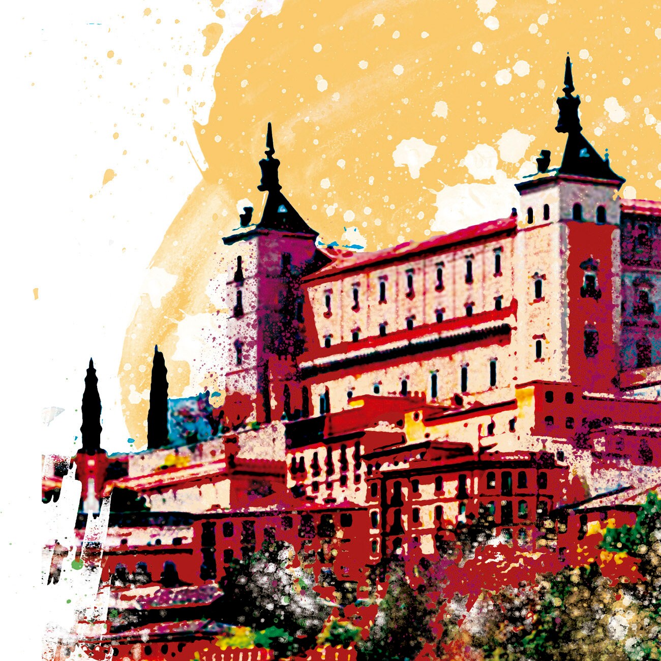 Toledo Print, Toledo Skyline, Toledo Art, Toledo Poster, Toledo Watercolor, Toledo Art Print