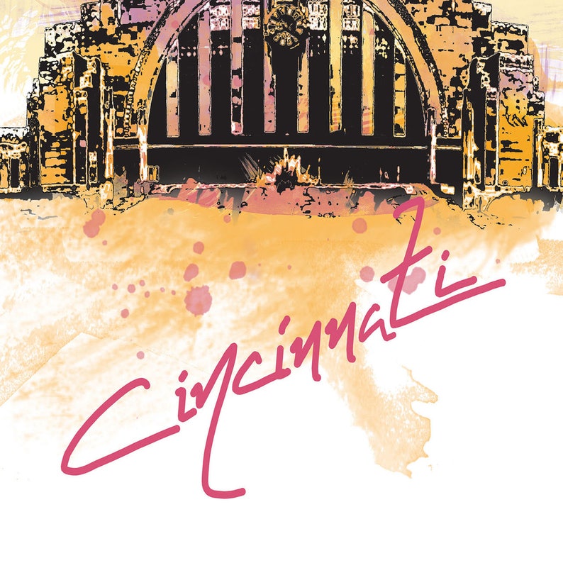 Cincinnati Skyline Watercolor Art Print: Ohio Map Poster - Etsy