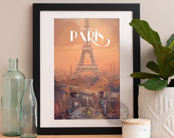 Paris Print, Paris Bedroom Decor, Paris Wall Art, Eiffel Tower Decor, Paris Skyline, Eiffel Tower Print, Paris Decor, Bedroom Decor