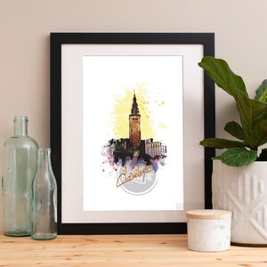 Cleveland Print, Cleveland Skyline, Cleveland Art, Cleveland Poster, Cleveland Aquarel, Cleveland Art, Cleveland Kaart, Cleveland Wall Art