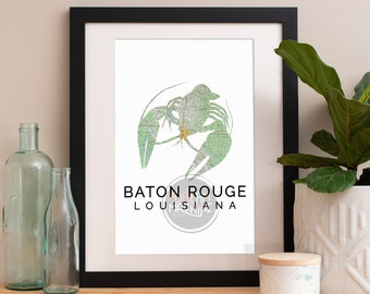 Baton Rouge Print, Baton Rouge Skyline, Baton Rouge Art, Baton Rouge Poster, Baton Rouge Watercolor, Baton Rouge Art Print, Baton Rouge Map