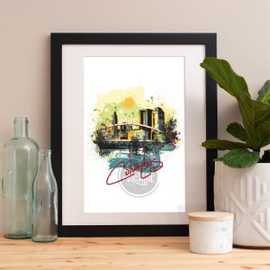 Columbus Skyline Watercolor Art Print: Cityscape Poster