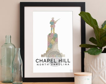 Impression artistique aquarelle de la ligne d'horizon de Chapel Hill