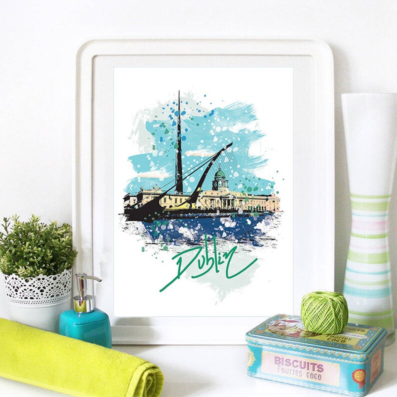 Dublin Art Print Dublin Watercolor Dublin Poster Dublin Art Dublin Print Dublin Skyline Dublin Wall Art Dublin Ireland Dublin Map