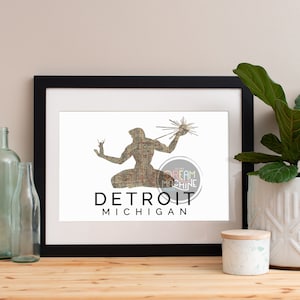 Detroit Skyline Art Print: Watercolor Map Poster