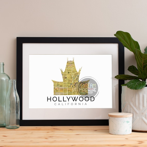 Hollywood Print, Hollywood Skyline, Hollywood Art, Hollywood Poster, Hollywood Watercolor, Hollywood Art Print, Hollywood Map, Hollywood