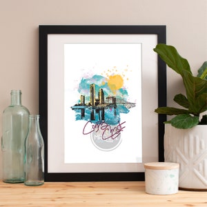 Corpus Christi Skyline Watercolor Art Print