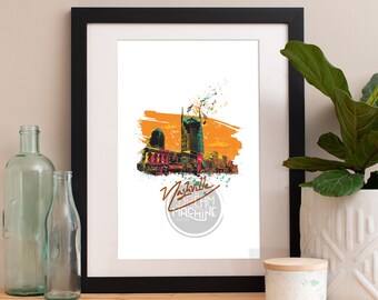 Nashville Skyline wydruk akwarelowy