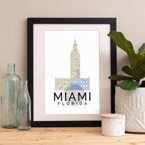 Miami Print, Miami Skyline, Miami Art, Miami Poster, Miami Watercolor, Miami Art Print, Miami Map, Miami Wall Art, Miami Florida, Florida
