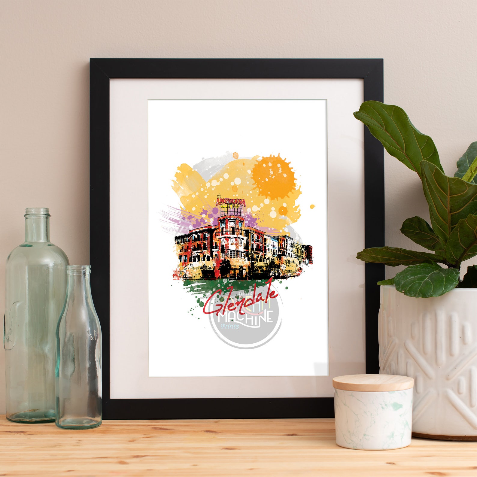 Glendale Print Glendale Skyline Glendale Art Glendale Etsy
