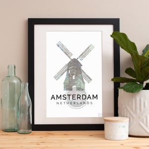 Amsterdam Watercolor Map Print: Netherlands Art Poster