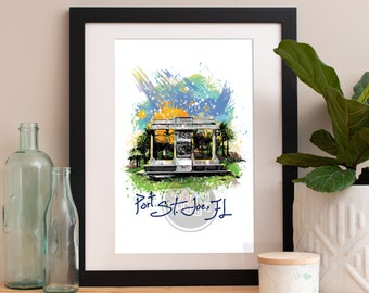 Plakat z panoramą Florydy i pomnikiem Port St. Joe