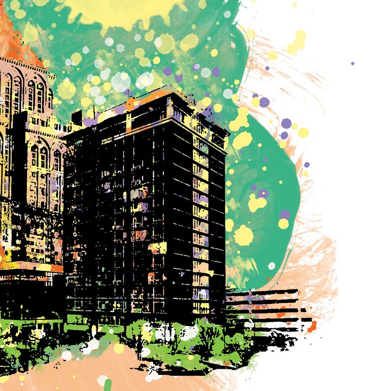 Greensboro Print Greensboro Skyline Greensboro Art Etsy