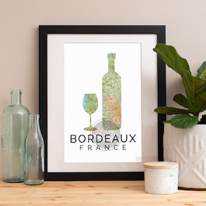 Bordeaux Druck, Bordeaux Skyline, Bordeaux Kunst, Bordeaux Poster, Bordeaux Aquarell, Bordeaux Kunstdruck, Bordeaux Karte, Bordeaux Wandkunst