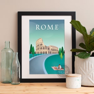 Rome Skyline Art Print: Italy Travel Poster